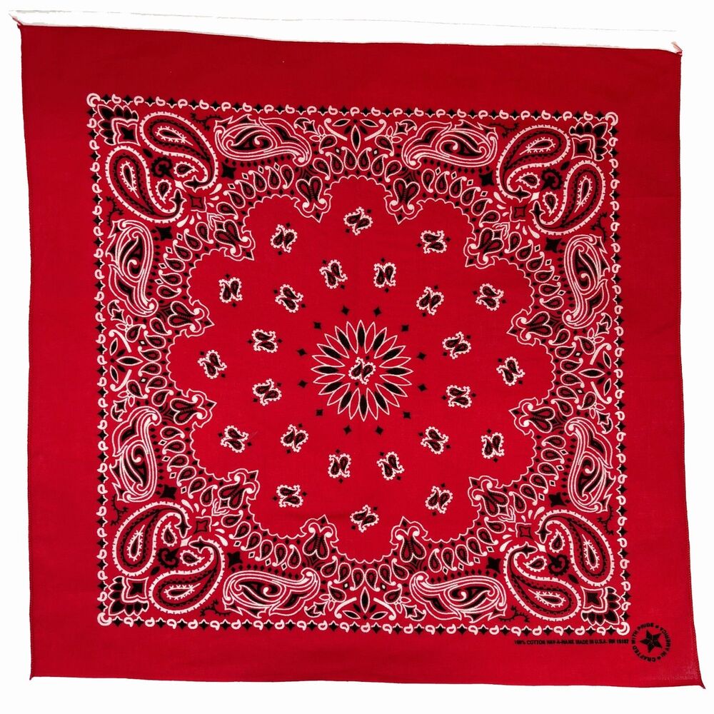 Mens Red Paisley Bandana Scarf Cotton Hav A Hank Made USA Biker Motorcycle Vtg